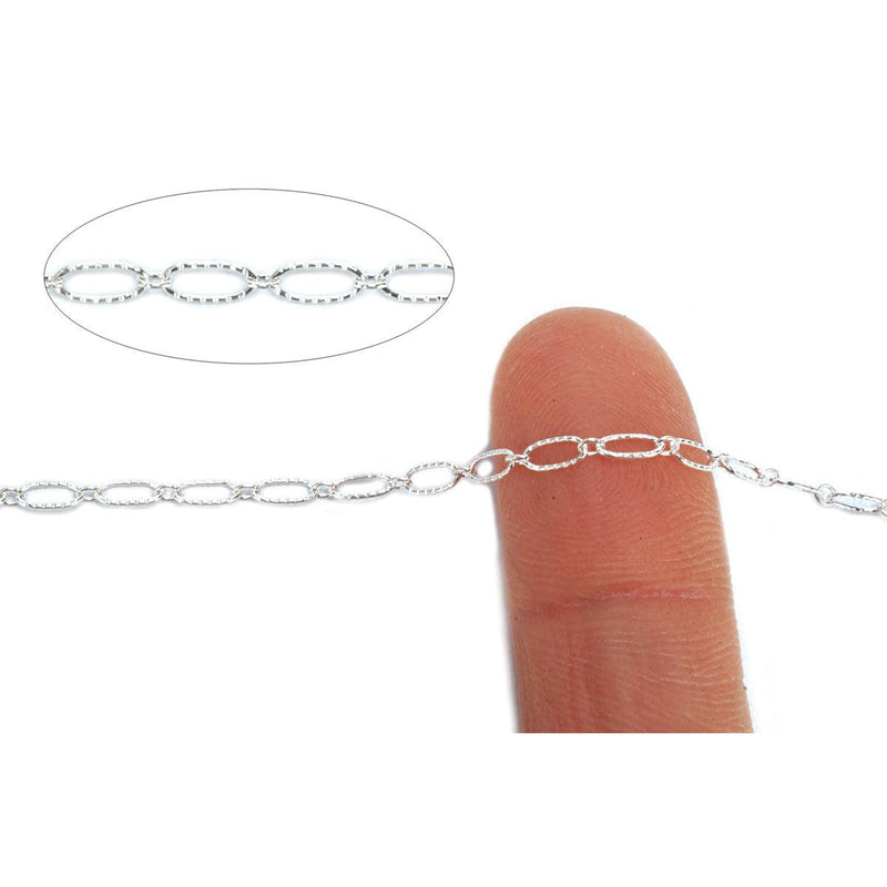 Sterling Silver Oval Long & Short Lined Chain 5.4mm x 2.3mm 5 Ft. (60 Inch) Pack - Otto Frei