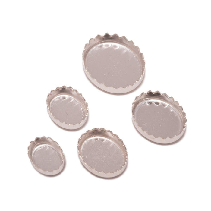 Sterling Silver Oval Serrated Bezel Cups - Otto Frei
