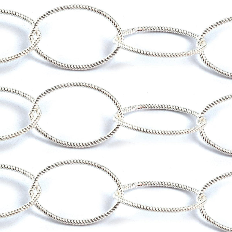 Sterling Silver  Oval Twisted Wire Cable Chain 20mm x 14mm-5 Ft. (60 Inch) Pack - Otto Frei