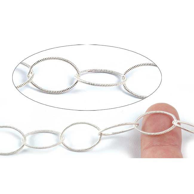 Sterling Silver  Oval Twisted Wire Cable Chain 20mm x 14mm-5 Ft. (60 Inch) Pack - Otto Frei