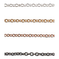 Sterling Silver, Oxidized, Yellow & Pink Gold Filled Oval Cable Chain 1.1mm - 5 Ft. (60 Inch) Pack - Pink Gold Filled