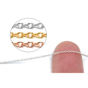 Sterling Silver, Oxidized, Yellow & Pink Gold Filled Oval Cable Chain 1.1mm - 5 Ft. (60 Inch) Pack - Otto Frei