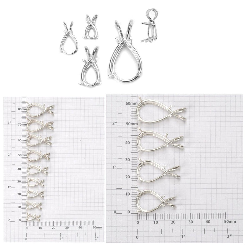 Sterling Silver Pear 4-Prong Pendants - Otto Frei