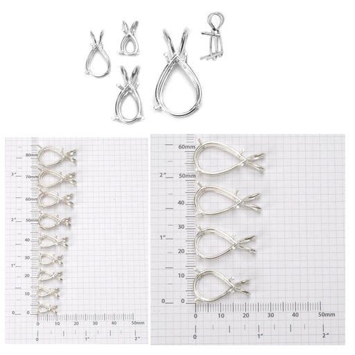 Sterling Silver Pear 4-Prong Pendants - Otto Frei