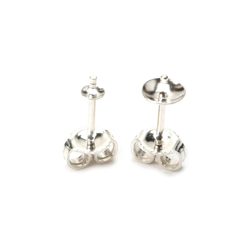 Sterling Silver Pearl & Stone Post & Extra Heavy Nut - Pack of 2 - Otto Frei