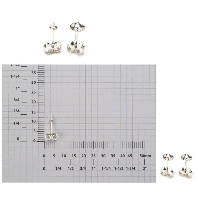 Sterling Silver Pearl & Stone Post & Extra Heavy Nut - Pack of 2 - Otto Frei