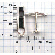 Sterling Silver Plain Cuff Links With Domed Pad - One Pair - Otto Frei