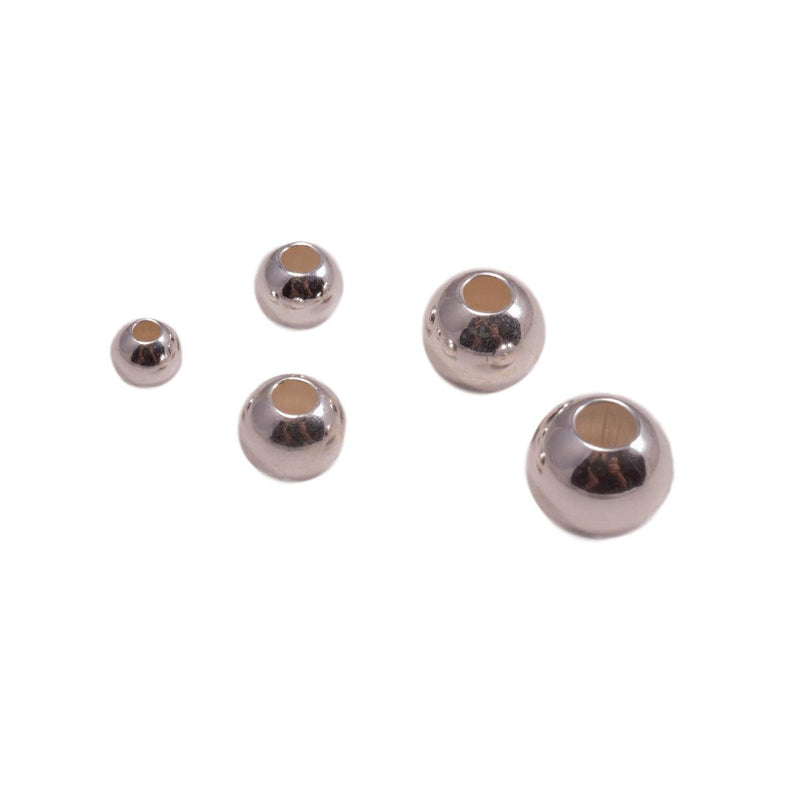 Sterling Silver Round Beads with Two Holes-4mm to 14mm - Otto Frei