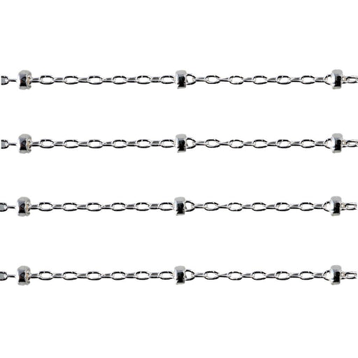 Sterling Silver Round Cable Chain w/Roundel Bead Diamond Cut 1.8mm- 5 Ft. (60 Inch) Pack - Otto Frei