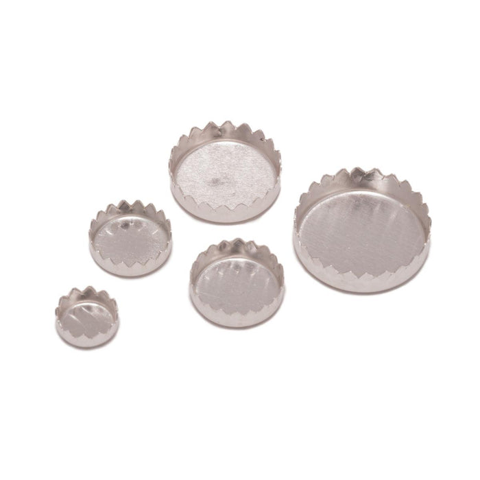 Sterling Silver Round Serrated Bezel Cups 3mm to 12mm - Otto Frei
