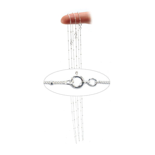 Sterling Silver Satellite Bead Chain 1.9mm with Spring Ring Clasp-18" Lengths-Pack of 3 - Otto Frei
