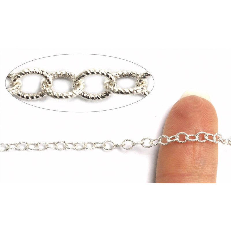 Sterling Silver Screw Wire Cable Chain 3mm - 5 Ft. (60 Inch) Pack - Otto Frei