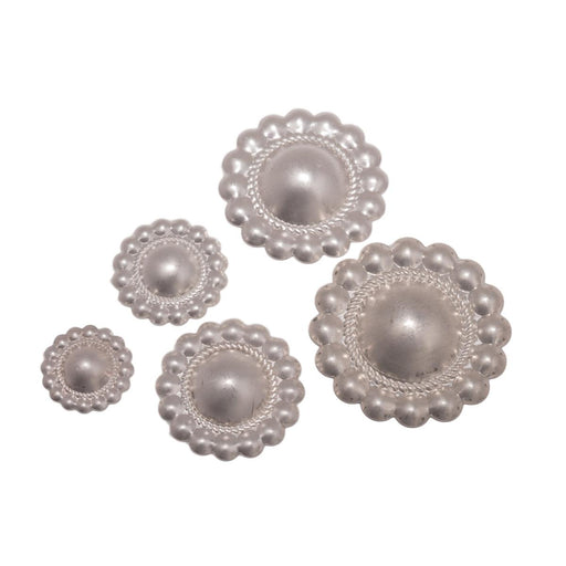 Sterling Silver Stamped Round Mirror Daisy Conchos - Otto Frei