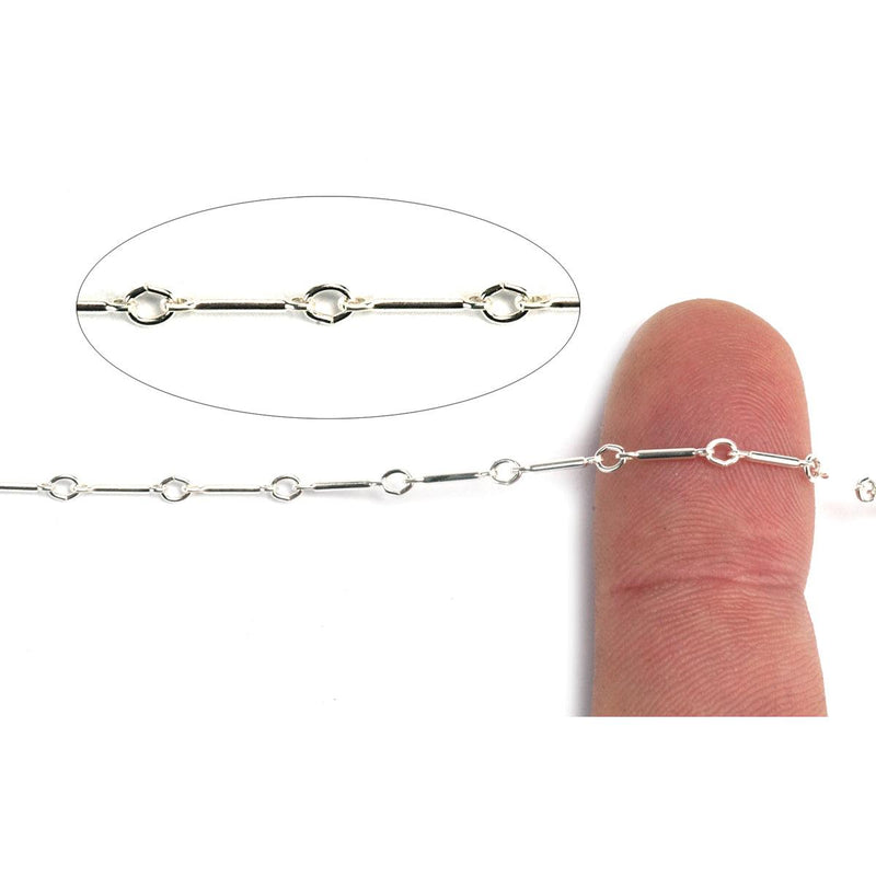 Sterling Silver Tiny 2 Ring Bar With Jump Rings Chain-5 Ft. (60 Inch) Pack - Otto Frei