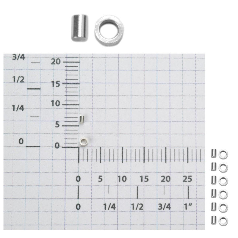 Sterling Silver Tube Crimps 1.1mm x 1.5mm - Packs of 12 - Otto Frei
