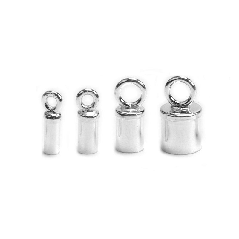 Sterling Silver Tube Endcaps with Rings - Packs of 12 - Otto Frei