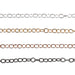 Sterling Silver, Yellow & Pink Gold Filled Cable Chain 1.5mm - 5 Ft. (60") Pack - Otto Frei