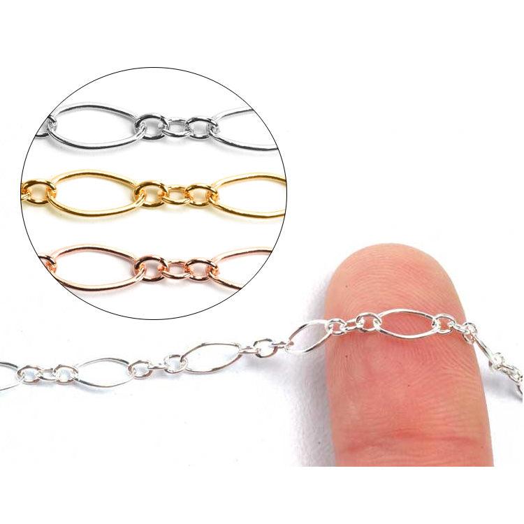 Sterling Silver, Yellow & Pink Gold Filled Long & Short Chain 4mm X 7mm - 5 Ft. (60 Inch) Pack - Otto Frei