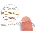 Catena a maglie lunghe e corte in argento sterling, placcata in oro giallo e rosa, 4mm X 7mm - confezione da 5 Ft. (60 Inch) - Placcato in oro giallo