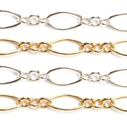 Sterling Silver, Yellow & Pink Gold Filled Long & Short Chain 4mm X 7mm - 5 Ft. (60 Inch) Pack - Otto Frei