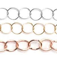 Sterling Silver, Yellow & Pink Gold Filled Open Round Cable Chain 3.4mm - 5 Ft. (60 Inch) Pack - Otto Frei