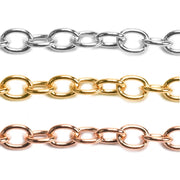 Sterling Silver, Yellow & Pink Gold Filled Round Cable Chain 1.9mm - 5 Ft. (60 Inch) Pack - Otto Frei