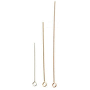 Sterling Silver, Yellow Gold Filled & Pink Gold Filled Eye Pin Wires - Pack of 12 - Otto Frei