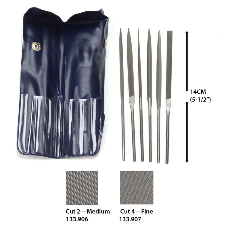 Teborg Needle File Sets - 6 Pieces - 5-1/2" (14cm) Cuts 2 & 4 - Otto Frei