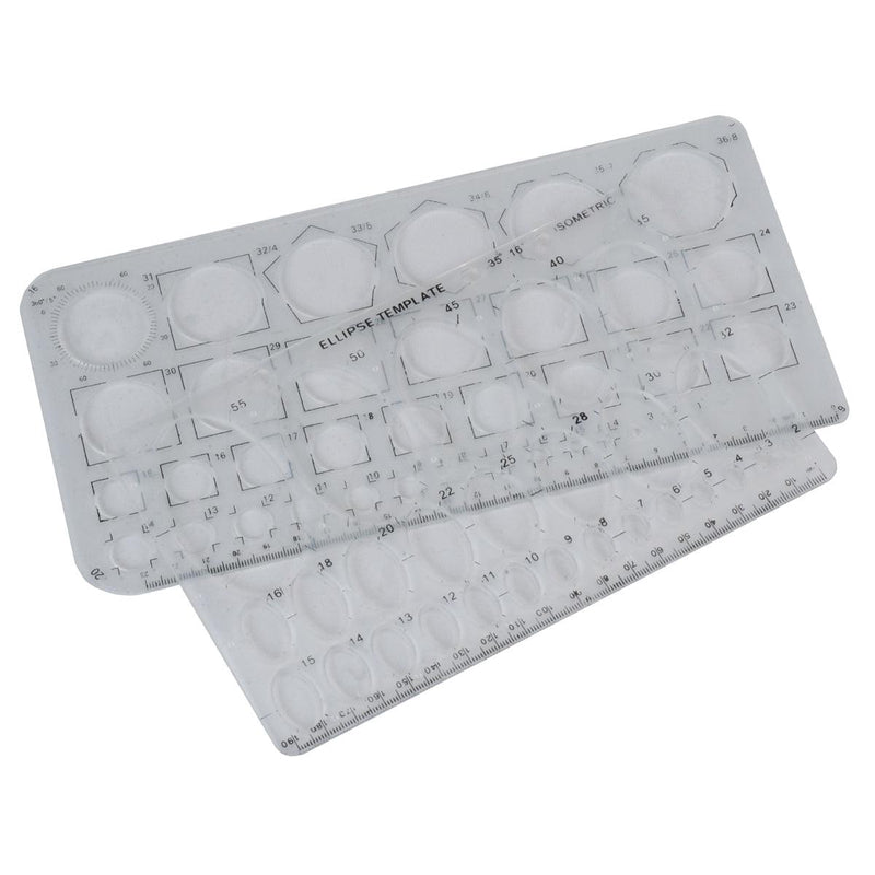 Template Set of 2 Circle and Ovals 10-1/2" x 5-1/4" - Otto Frei