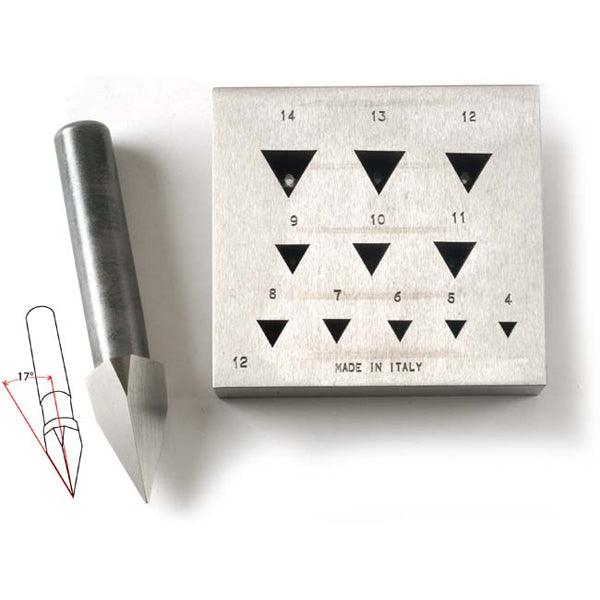 Triangular Bezel Block-Small 4mm to 14mm 11 Holes 17 Degree - Otto Frei