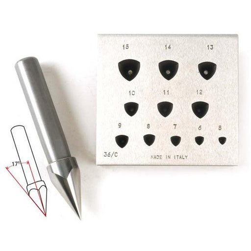 Trillion Bezel Block Small 4mm to 14mm 11 Holes 17 Degree - Otto Frei