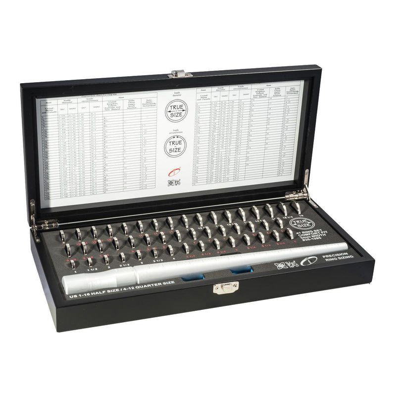 True Size Ring Sizing System-3mm Wide Bands with Matching Aluminum Ring Stick - Otto Frei