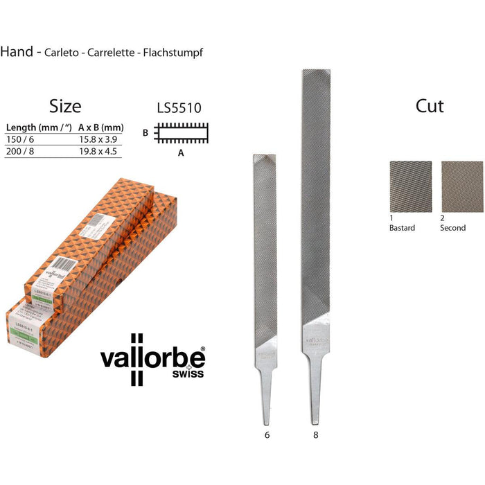 Vallorbe Swiss Eco Range Machinist-Engineers Files-Hand LS5510-Cuts 1-2 - Otto Frei