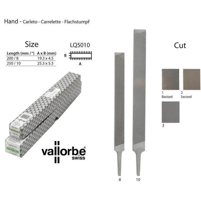 Vallorbe Swiss Machinist-Engineers Files-Hand LQ5010-Cuts 1-2-3 - Otto Frei