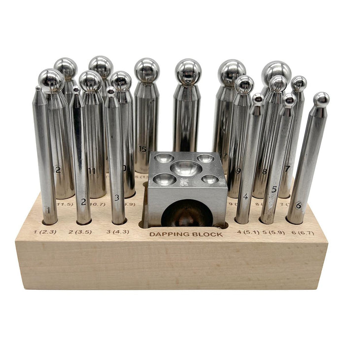 Value Line Matched Dapping Punch Set of 18 & Block With 17 Hemispheres  - Otto Frei