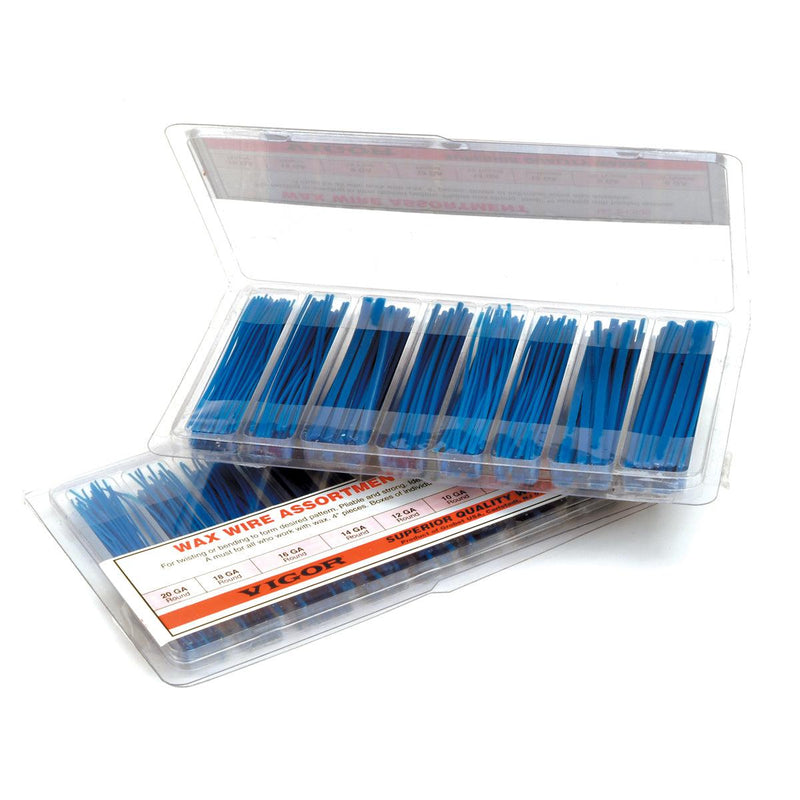 Wax Wire Assortment-Round, Half Round & Half Pear Shapes in Plastic Box - Otto Frei