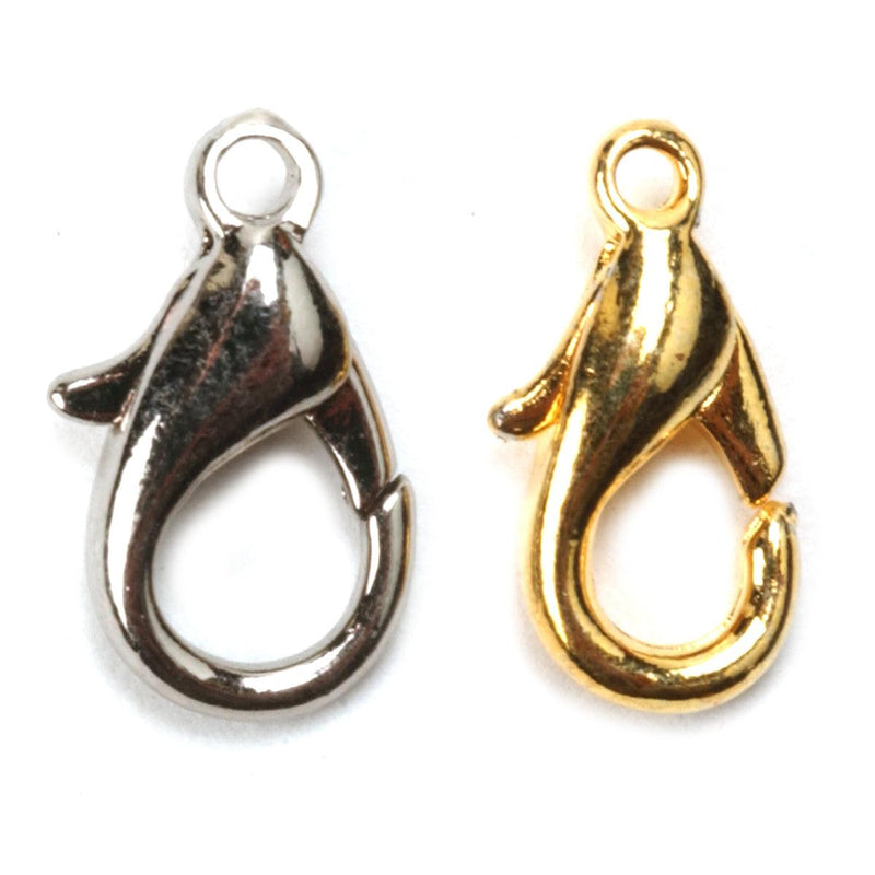 White Plated & Yellow Plated 14.75mm x 7.65mm Lobster Claws-Pack of 12 - Otto Frei