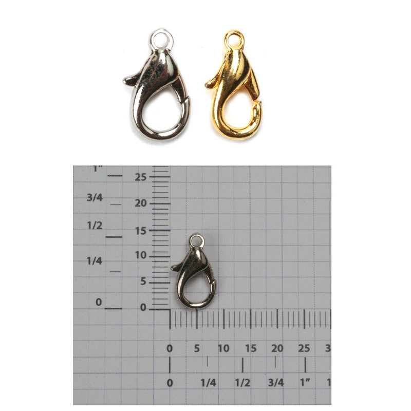 White Plated & Yellow Plated 14.75mm x 7.65mm Lobster Claws-Pack of 12 - Otto Frei