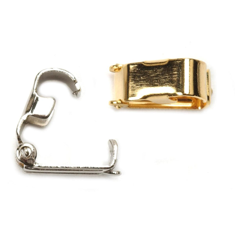 White Plated & Yellow Plated 5.5mm Foldover Clasp-Pack of 12 - Otto Frei