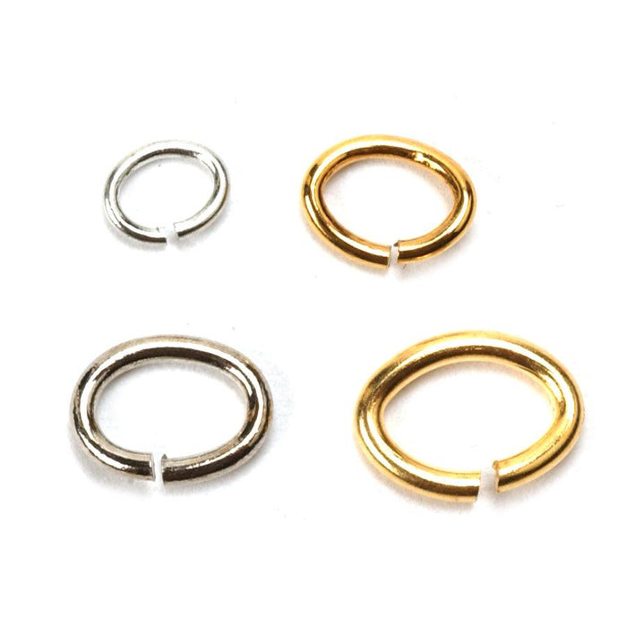 White Plated & Yellow Plated Oval Jump Rings - Packs of 144 - Otto Frei