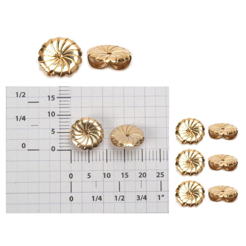 Yellow Gold Filled Monster Flower 9.8mm Friction Earring Backs-Pack of 6 - Otto Frei