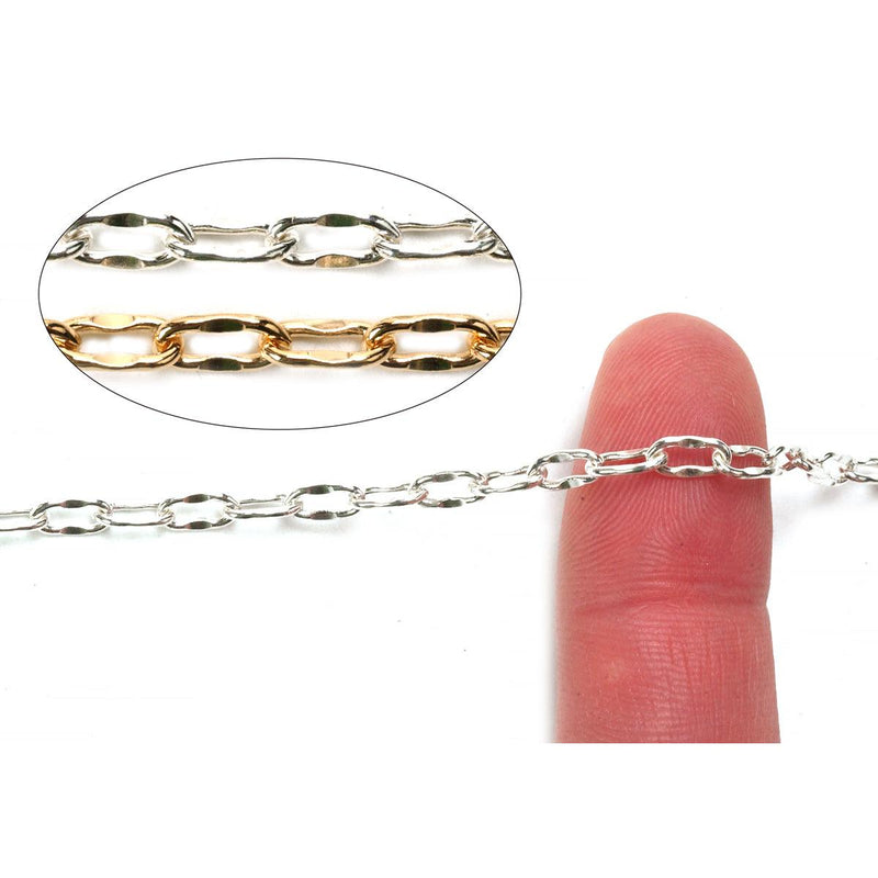 Yellow Gold Filled Oval Dapped Chain 3mm x 6mm - 5Ft (60 Inch) Pack - Otto Frei