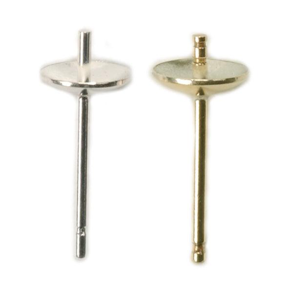 Yellow Gold Filled Pearl & Stone 5mm Cup Post Only - Pack of 12 - Otto Frei