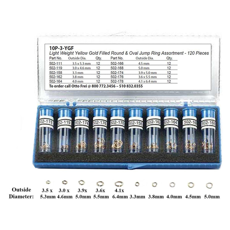 Yellow Gold Filled Round & Oval Jump Ring Assortment-Lightweight-120 Pieces - Otto Frei