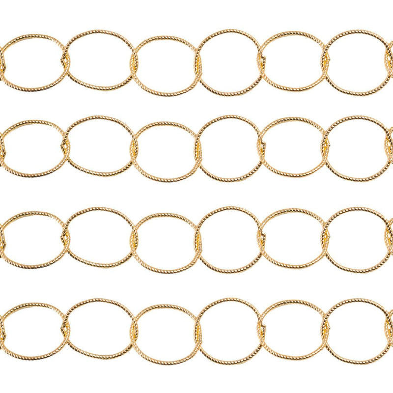 Yellow Gold Filled Round Twisted Cable Chain 10mm - 5 Ft. (60") Pack - Otto Frei