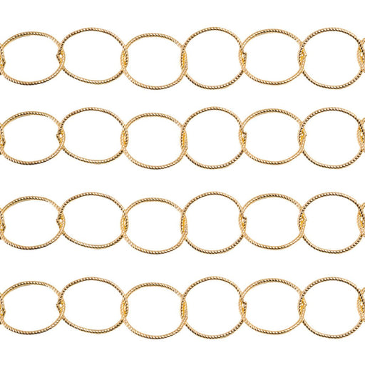 Yellow Gold Filled Round Twisted Cable Chain 10mm - 5 Ft. (60") Pack - Otto Frei