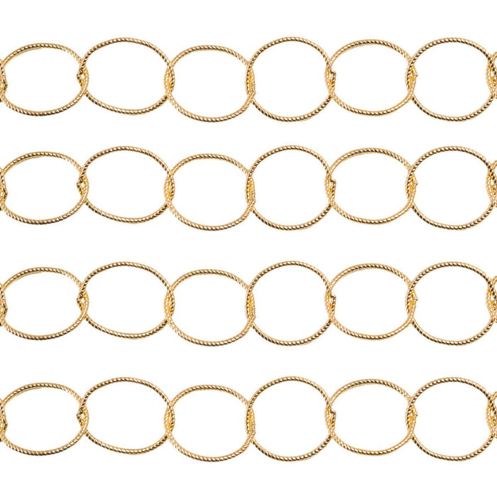 Yellow Gold Filled Round Twisted Cable Chain 10mm - 5 Ft. (60") Pack - Otto Frei
