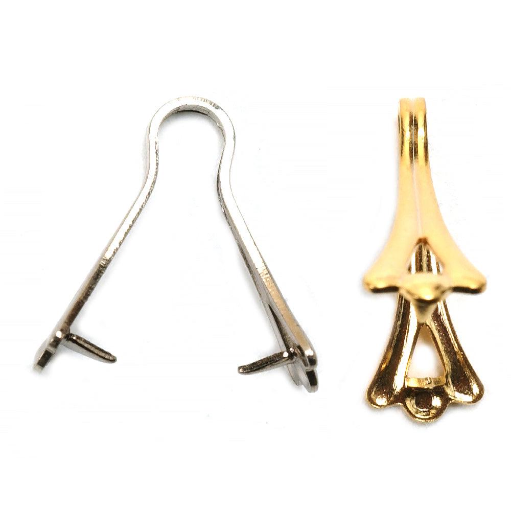 Large Pinch & Crimp Bails, Pack of 12 | Yellow & White Plated — Otto Frei