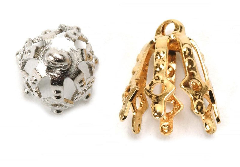 Yellow Plated & White Plated Bell Caps - Packs of 12 - Otto Frei