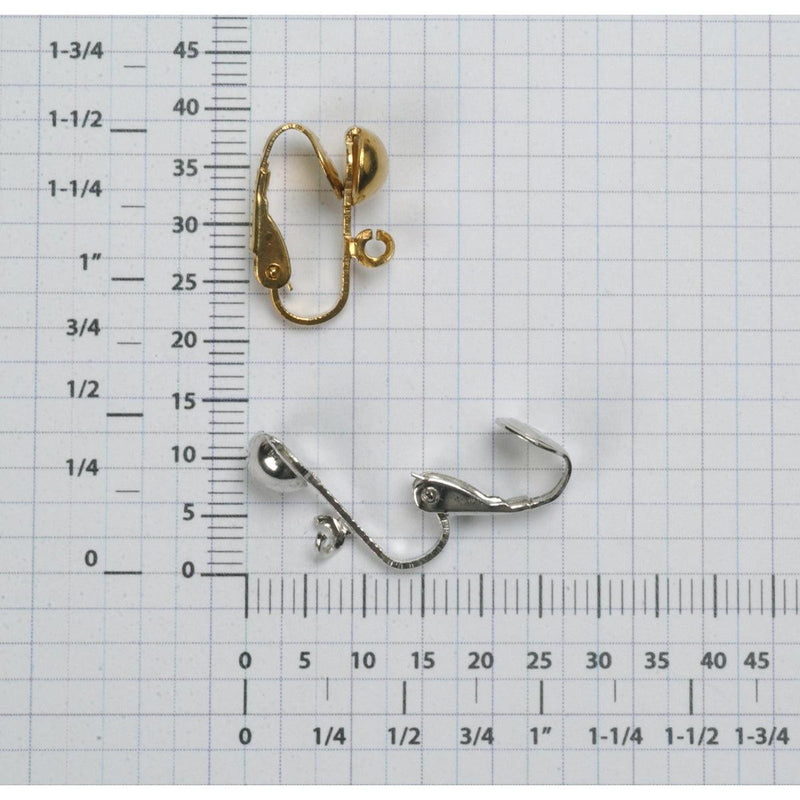 Yellow Plated & White Plated Earring Clips with Half-Ball & Jump Ring - Packs of 12 - Otto Frei
